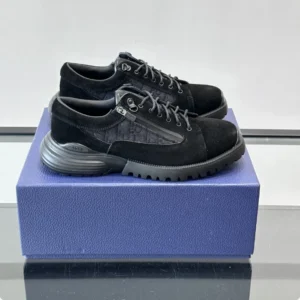 DIOR COMBAT DERBY SHOES BLACK SUEDE AND BLACK OBLIQUE JACQUARD – CD199