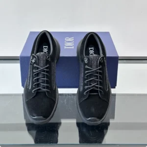 DIOR COMBAT DERBY SHOES BLACK SUEDE AND BLACK OBLIQUE JACQUARD – CD199