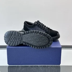 DIOR COMBAT DERBY SHOES BLACK SUEDE AND BLACK OBLIQUE JACQUARD – CD199