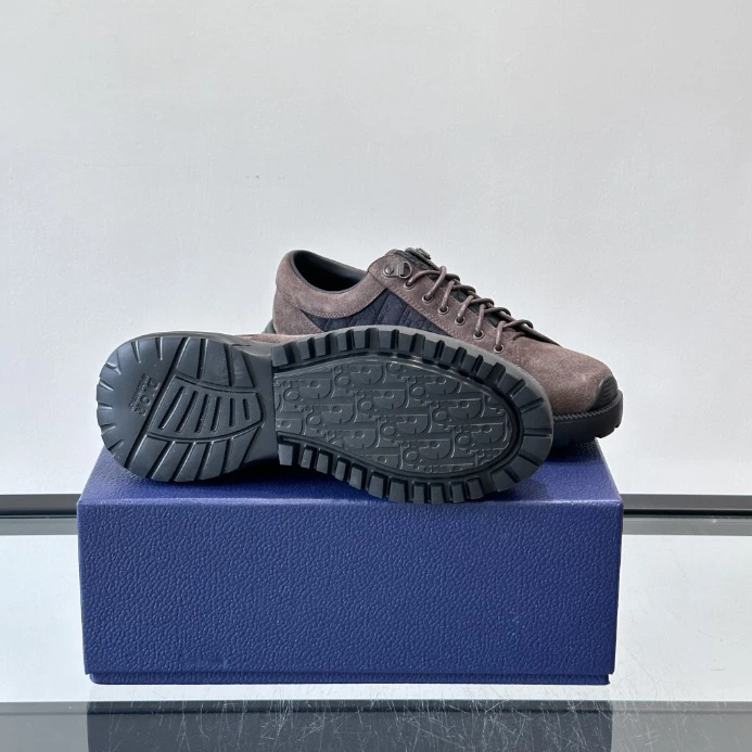 DIOR COMBAT DERBY SHOES DEEP BROWN SUEDE AND BLACK OBLIQUE JACQUARD – CD198