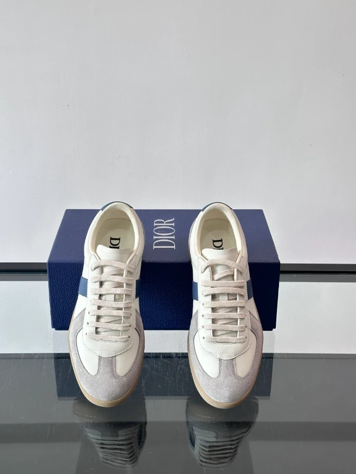 DIOR B01 MATCHPOINT SNEAKER BLUE AND WHITE SMOOTH CALFSKIN WITH GRAY SUEDE – CD239