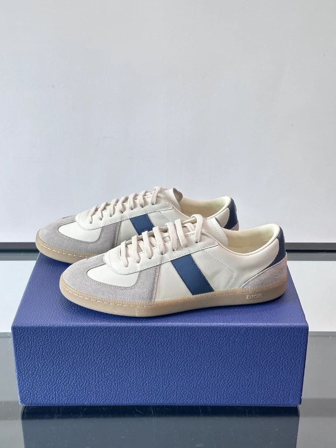 DIOR B01 MATCHPOINT SNEAKER BLUE AND WHITE SMOOTH CALFSKIN WITH GRAY SUEDE – CD239